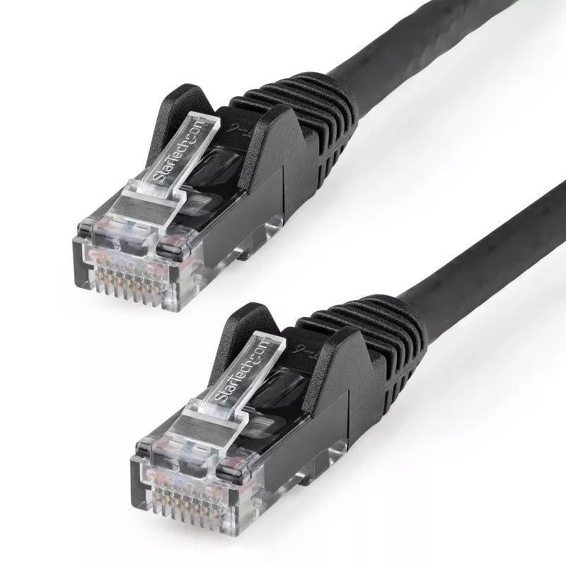 StarTech.com 3 m CAT6 Ethernet kabelis – LSZH (mažai dūmų, be halogenų) – 10 Gigabit 250 MHz 100 W PoE RJ45 10GbE UTP tinklo pataisų laidas be užkliuvimo su įtempimo sumažinimu – juodas, CAT 6, ETL patvirtintas, 24AWG