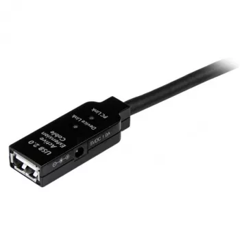StarTech.com 20 m USB 2.0 aktyvusis ilginamasis kabelis - V/M, 20 m, USB A, USB A, USB 2.0, Kištukas/Lizdas, Juoda