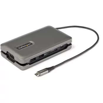 StarTech.com USB-C universali jungtis – USB-C į 4K 60Hz HDMI 2.0 – 2 prievadų 10Gbps USB šakotuvas – 100W maitinimo perdavimas – GbE – SD/MicroSD – USB Type-C mini dokas – 10 colių laidas