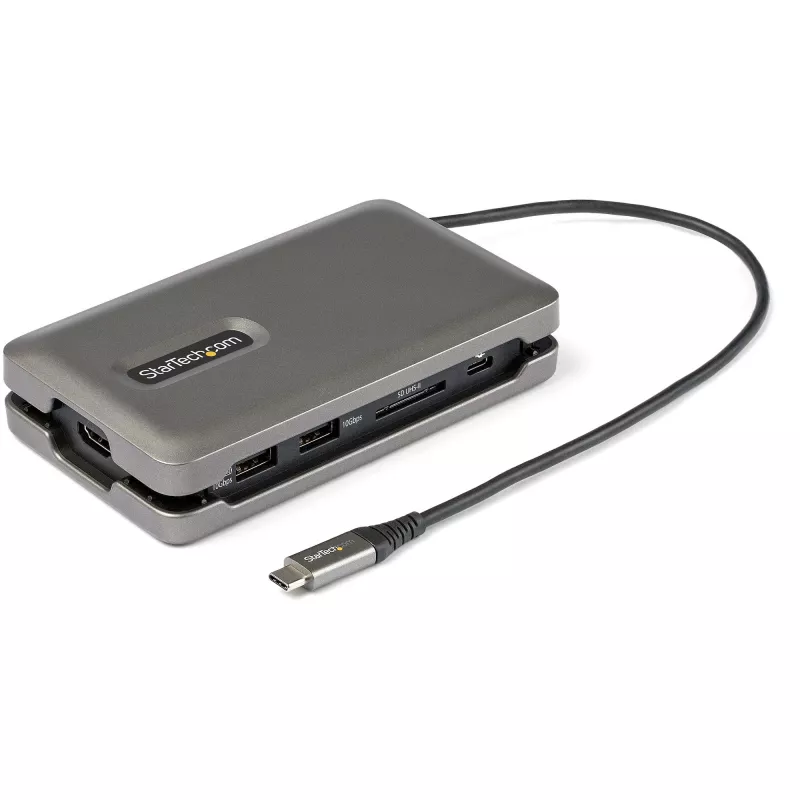 StarTech.com USB-C universali jungtis – USB-C į 4K 60Hz HDMI 2.0 – 2 prievadų 10Gbps USB šakotuvas – 100W maitinimo perdavimas – GbE – SD/MicroSD – USB Type-C mini dokas – 10 colių laidas