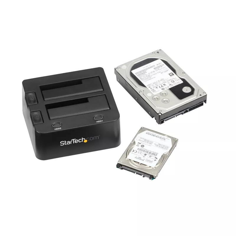 StarTech.com Dviejų lizdų USB 3.0 į SATA kietojo disko prijungimo stotelė, USB kietojo disko dokas, išorinė 2,5/3,5 col. SATA I/II/III SSD/HDD prijungimo stotelė, karšto keitimo kietojo disko lizdas, viršutinio įkrovimo