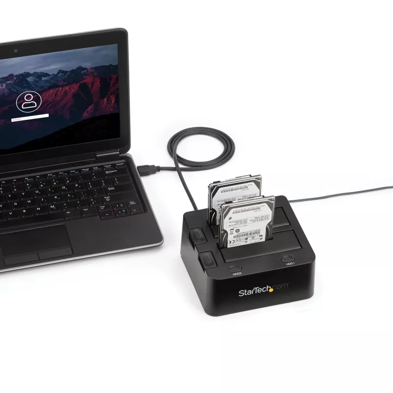 StarTech.com Dviejų lizdų USB 3.0 į SATA kietojo disko prijungimo stotelė, USB kietojo disko dokas, išorinė 2,5/3,5 col. SATA I/II/III SSD/HDD prijungimo stotelė, karšto keitimo kietojo disko lizdas, viršutinio įkrovimo