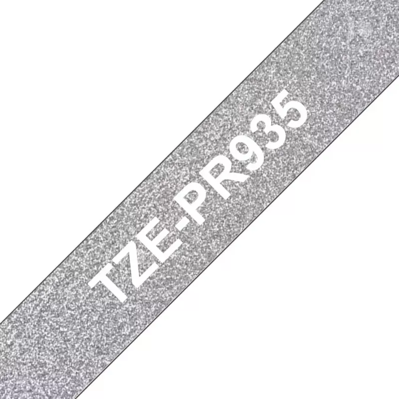 Brother TZE-PR935 juosta etiketėms Baltas ant sidabrinio