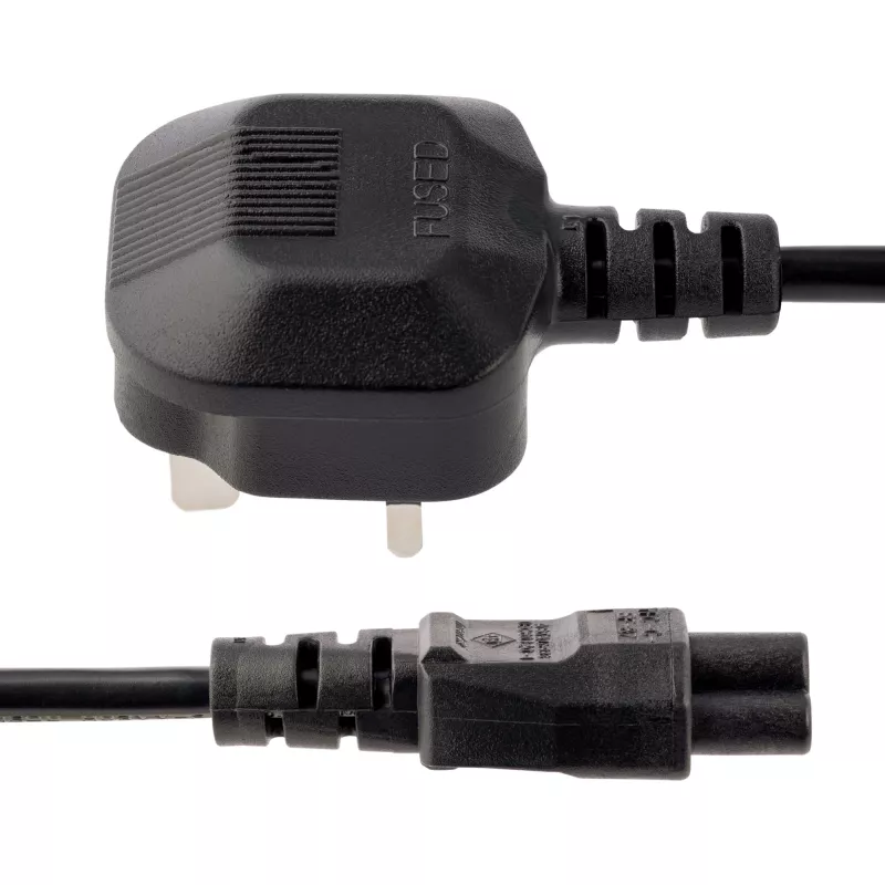 StarTech.com 6 pėdų (2 m) JK nešiojamojo kompiuterio maitinimo laidas, BS 1363 į C5 (dobilėlio), 2,5 A 250 V, 18AWG, JK nešiojamojo kompiuterio atsarginis laidas, spausdintuvo maitinimo laidas, nešiojamojo kompiuterio įkroviklio laidas, nešiojamojo kompiuterio maitinimo bloko laidas