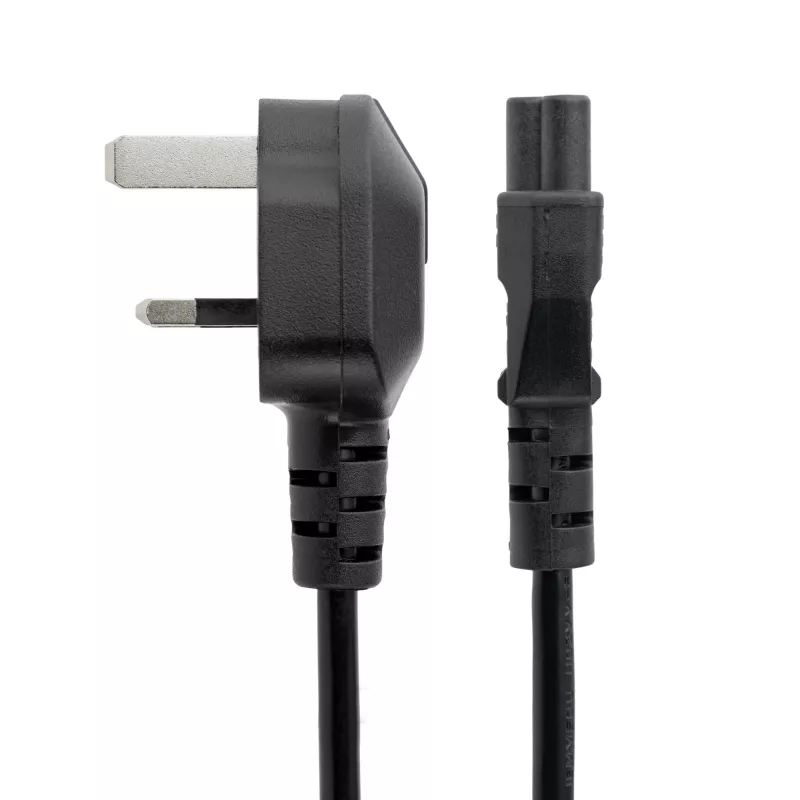 StarTech.com 6 pėdų (2 m) JK nešiojamojo kompiuterio maitinimo laidas, BS 1363 į C5 (dobilėlio), 2,5 A 250 V, 18AWG, JK nešiojamojo kompiuterio atsarginis laidas, spausdintuvo maitinimo laidas, nešiojamojo kompiuterio įkroviklio laidas, nešiojamojo kompiuterio maitinimo bloko laidas