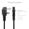 StarTech.com 6 pėdų (2 m) JK nešiojamojo kompiuterio maitinimo laidas, BS 1363 į C5 (dobilėlio), 2,5 A 250 V, 18AWG, JK nešiojamojo kompiuterio atsarginis laidas, spausdintuvo maitinimo laidas, nešiojamojo kompiuterio įkroviklio laidas, nešiojamojo kompiuterio maitinimo bloko laidas