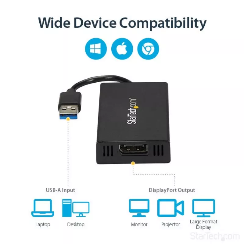 StarTech.com USB 3.0 į DisplayPort adapteris – DisplayLink sertifikuotas – 4K 30Hz