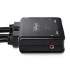 StarTech.com 2 prievadų hibridinis USB-C DisplayPort kabelio KVM jungiklis, 4K 60 Hz, kompaktiškas KVM su integruotais 1,8 m USB-A/DisplayPort/garso ir 1,2 m USB-C prieglobos kabeliais, maitinamas iš magistralės – nuotolinis mygtukas / karštųjų klavišų perjungimas