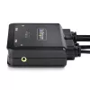 StarTech.com 2 prievadų hibridinis USB-C DisplayPort kabelio KVM jungiklis, 4K 60 Hz, kompaktiškas KVM su integruotais 1,8 m USB-A/DisplayPort/garso ir 1,2 m USB-C prieglobos kabeliais, maitinamas iš magistralės – nuotolinis mygtukas / karštųjų klavišų perjungimas