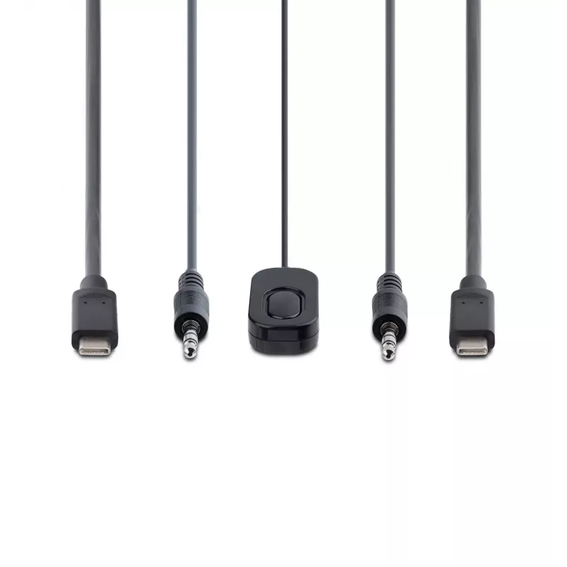 StarTech.com 2 prievadų USB-C kabelinis KVM jungiklis, 4K 60Hz DisplayPort išvestis, kompaktiškas KVM su 4 pėdų/1,2 m USB Type-C/garso integruotais kabeliais, maitinamas per magistralę – nuotolinis mygtukas/karštieji klavišai