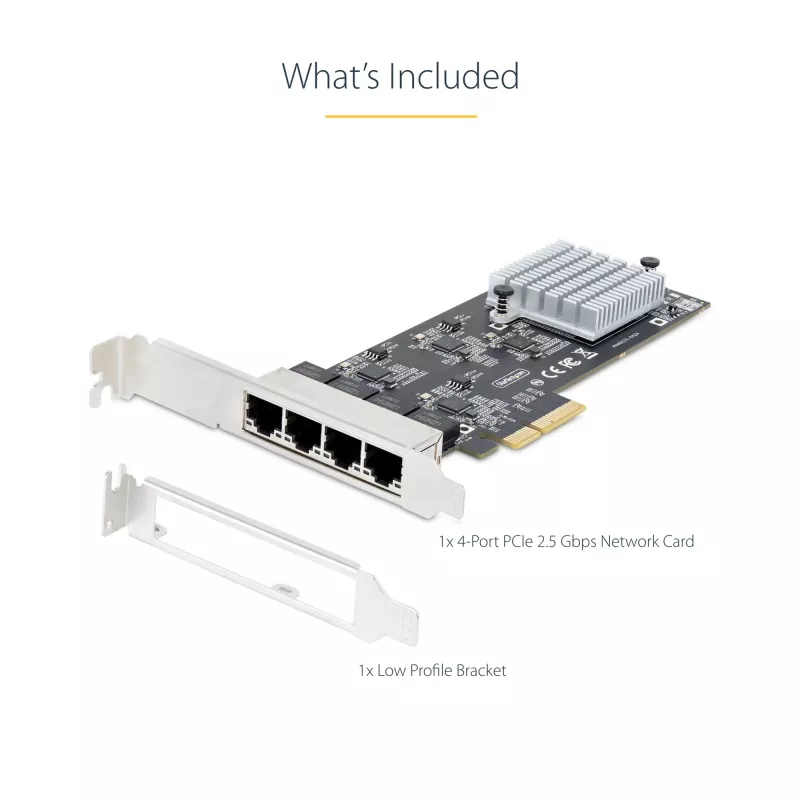 StarTech.com 4 prievadų 2.5Gbps NBASE-T PCIe tinklo plokštė, Intel I225-V, keturių prievadų kompiuterinė tinklo plokštė, kelių gigabitų NIC, PCI Express serverių LAN plokštė, stalinio kompiuterio Ethernet sąsaja