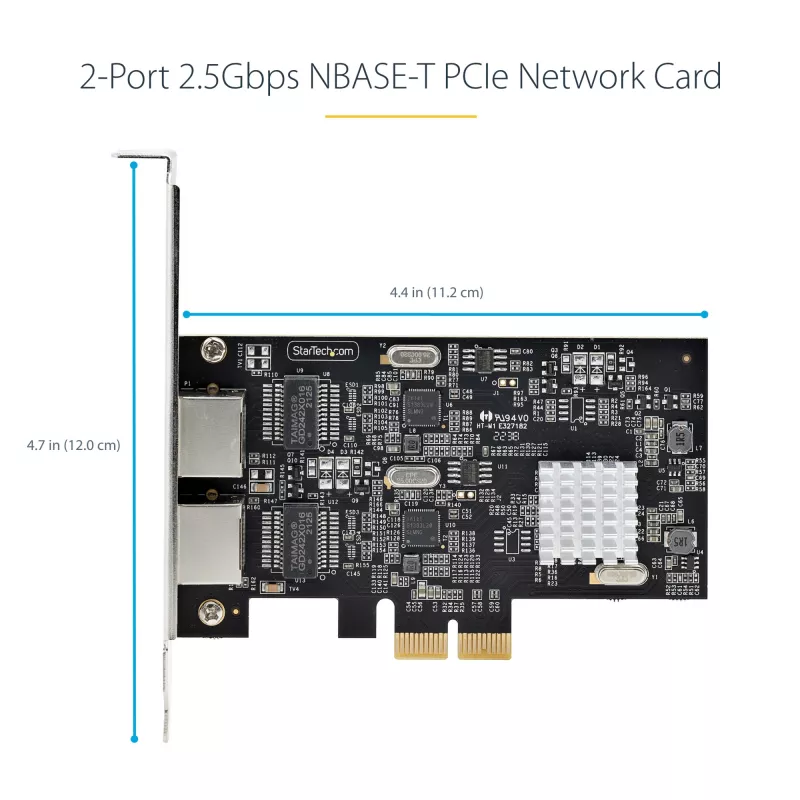 StarTech.com 2 prievadų 2,5 Gbps NBASE-T PCIe tinklo kortelė, Intel I225-V, dviejų prievadų kompiuterinė tinklo kortelė, kelių gigabitų NIC, PCI Express serverio LAN kortelė, staliniam kompiuteriui skirta eterneto sąsaja