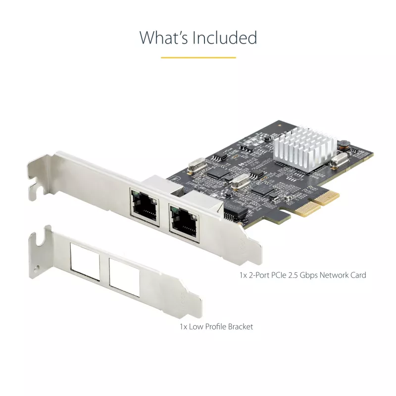 StarTech.com 2 prievadų 2,5 Gbps NBASE-T PCIe tinklo kortelė, Intel I225-V, dviejų prievadų kompiuterinė tinklo kortelė, kelių gigabitų NIC, PCI Express serverio LAN kortelė, staliniam kompiuteriui skirta eterneto sąsaja