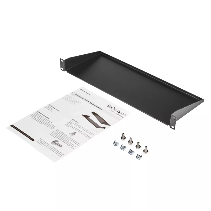 StarTech.com 1U serverio stelažo lentyna, universalus stelažo tvirtinimo konsolinis dėklas 19 colių tinklo įrangos stelažui / spintai, patikimas plienas, svorio talpa 33 lb / 15 kg, 7 col. (18 cm) gylio