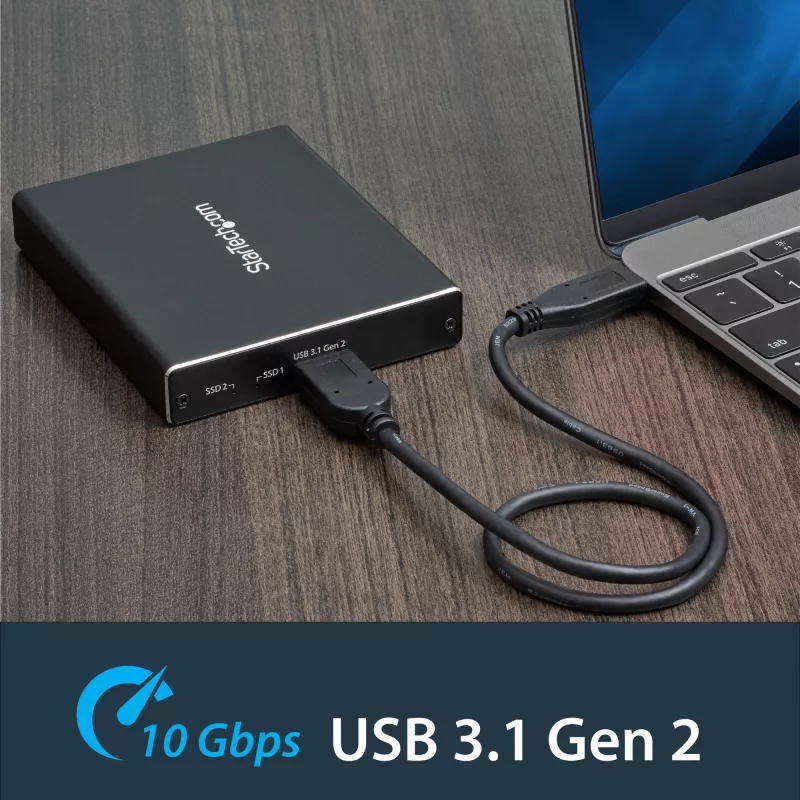 StarTech.com dviejų lizdų diskų korpusas M.2 SATA SSD diskams – USB 3.1 (10 Gbps) – RAID