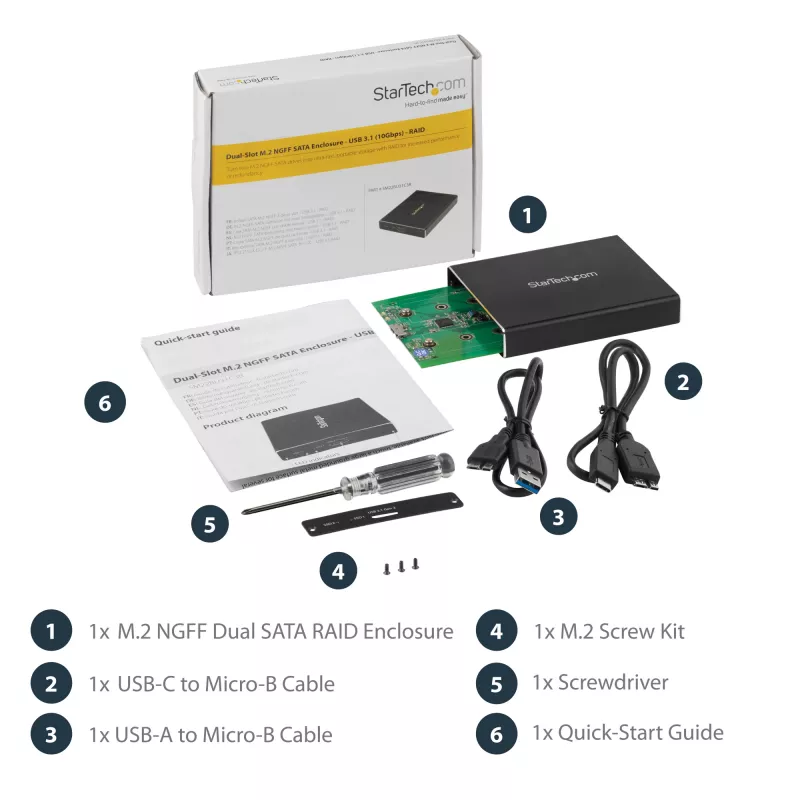 StarTech.com dviejų lizdų diskų korpusas M.2 SATA SSD diskams – USB 3.1 (10 Gbps) – RAID