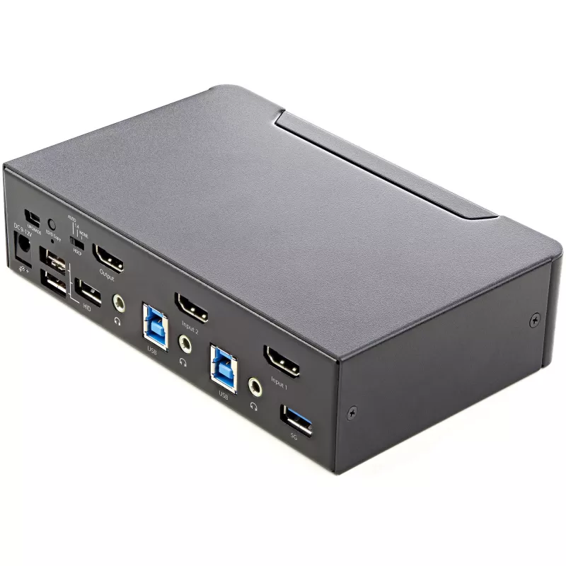 StarTech.com 2 prievadų HDMI KVM jungiklis – vienam monitoriui 4K 60Hz Ultra HD HDR – Staliniam kompiuteriui skirtas HDMI 2.0 KVM jungiklis su 2 prievadų USB 3.0 šakotuvu (5 Gbit/s) ir 4x USB 2.0 HID, garsu – perjungimas sparčiaisiais klavišais – TAA
