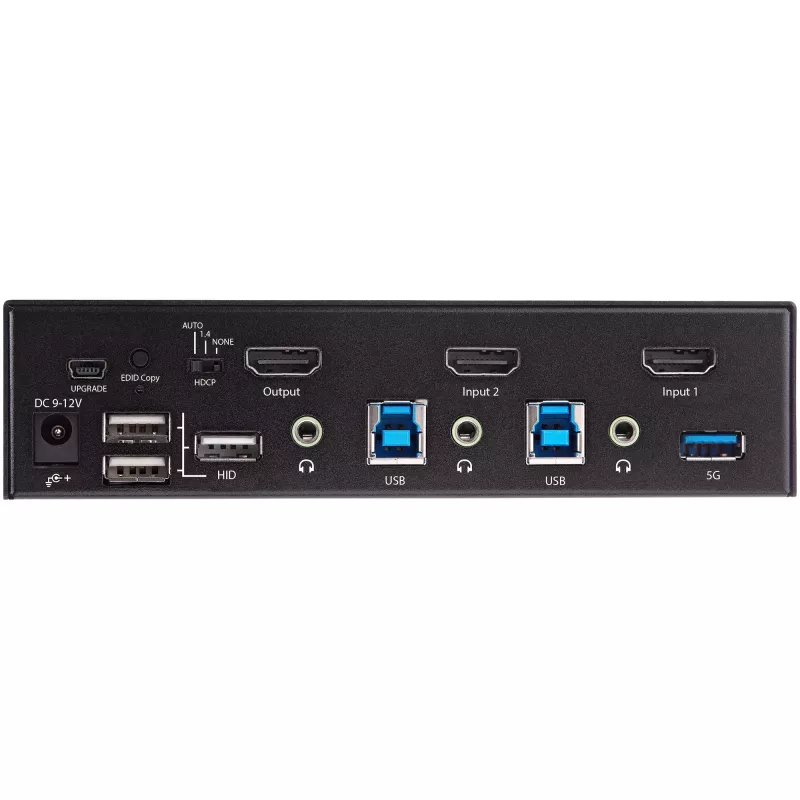StarTech.com 2 prievadų HDMI KVM jungiklis – vienam monitoriui 4K 60Hz Ultra HD HDR – Staliniam kompiuteriui skirtas HDMI 2.0 KVM jungiklis su 2 prievadų USB 3.0 šakotuvu (5 Gbit/s) ir 4x USB 2.0 HID, garsu – perjungimas sparčiaisiais klavišais – TAA