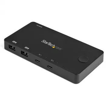 “StarTech.com” 2 prievadų USB-C KVM jungiklis - 4K 60Hz HDMI - kompaktiškas dviejų prievadų UHD USB-C stalinis mini KVM jungiklis su USB-C kabeliais - maitinamas per magistralę - “MacBook”, “iPad Pro”, “ThinkPad”, “IdeaPad”, “EliteBook”