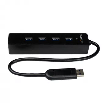 StarTech.com 4 prievadų nešiojamas SuperSpeed USB 3.0 šakotuvas su integruotu kabeliu