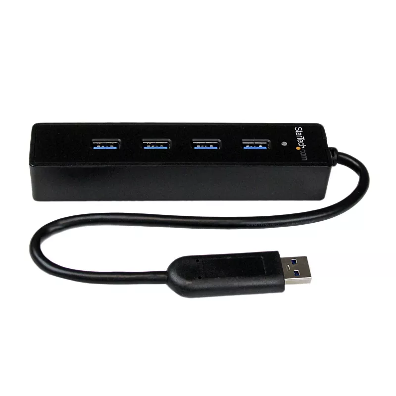 StarTech.com 4 prievadų nešiojamas SuperSpeed USB 3.0 šakotuvas su integruotu kabeliu