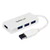 StarTech.com Nešiojamasis 4 prievadų SuperSpeed Mini USB 3.0 šakotuvas – baltas