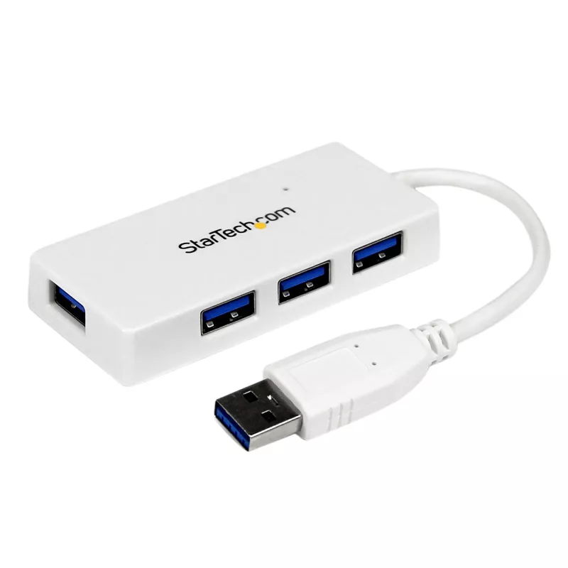 StarTech.com Nešiojamasis 4 prievadų SuperSpeed Mini USB 3.0 šakotuvas – baltas