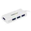 StarTech.com Nešiojamasis 4 prievadų SuperSpeed Mini USB 3.0 šakotuvas – baltas