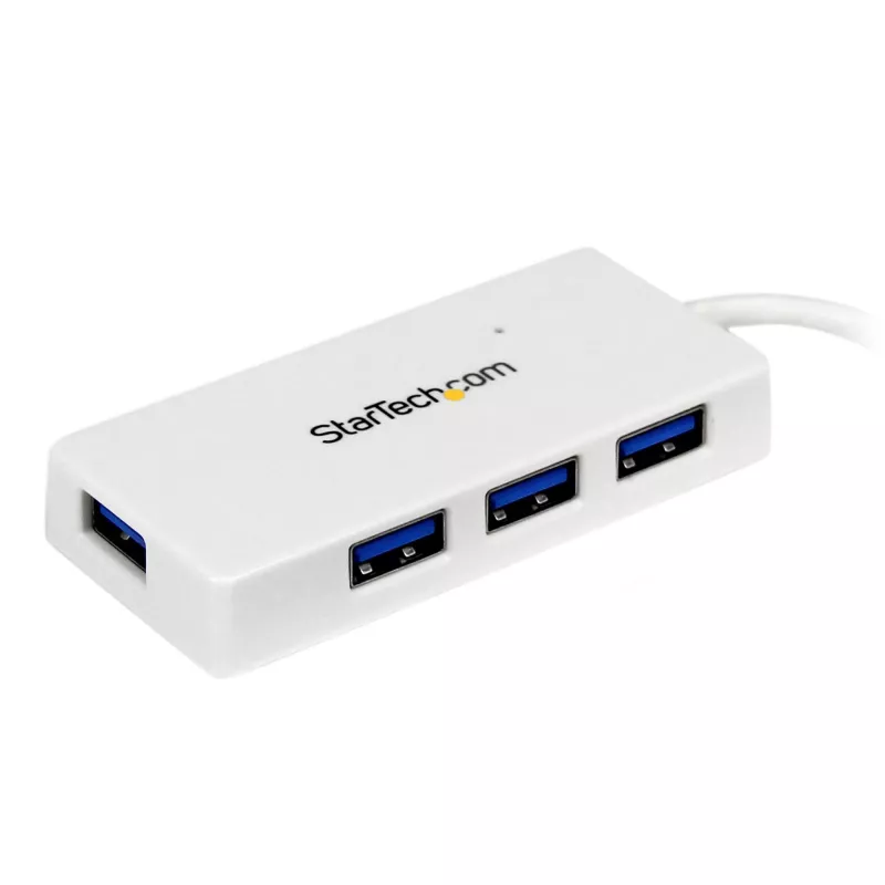 StarTech.com Nešiojamasis 4 prievadų SuperSpeed Mini USB 3.0 šakotuvas – baltas