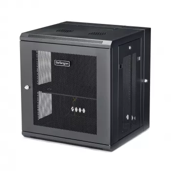 StarTech.com 4-Post 12U Wall Mount Network Cabinet with 1U Shelf, 19 inch Hinged Wall-Mounted Server Rack for Data / AV / Electronics / Computer Equipment, Flexible Vented Rack Enclosure