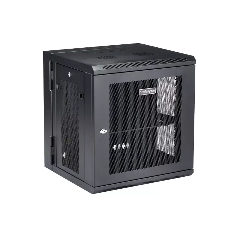 StarTech.com 4-Post 12U Wall Mount Network Cabinet with 1U Shelf, 19 inch Hinged Wall-Mounted Server Rack for Data / AV / Electronics / Computer Equipment, Flexible Vented Rack Enclosure