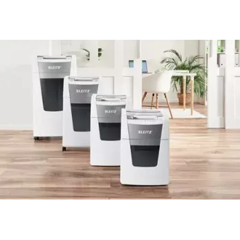 Popieriaus smulkintuvas LEITZ IQ Autofeed Small Office 100, kryžminis pjovimas P-4, 8 lapų, 22 cm padavimo anga, 34 l dėžė, pilkas