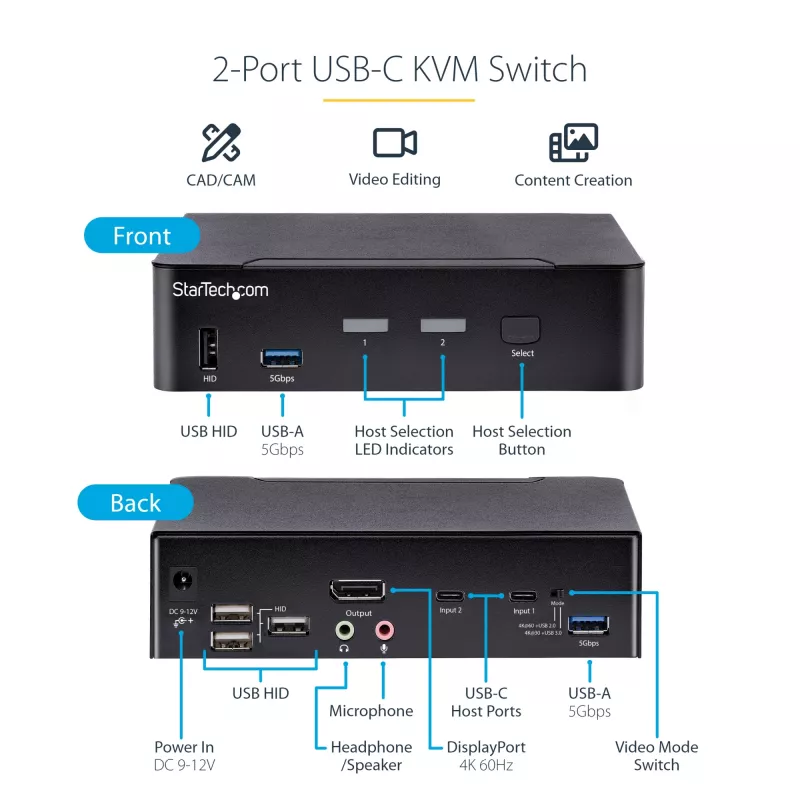StarTech.com SV231DPUCA KVM jungiklis Juodas