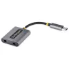 StarTech.com USB-C ausinių skirstytuvas, USB-C dvigubas laisvų rankų adapteris su mikrofono įėjimu, USB-C į 3,5 mm garso adapteris / ausinių donglas, USB-C į garso lizdo / pagalbinio išėjimo adapteris, 24 bitų DAC