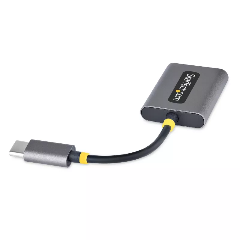 StarTech.com USB-C ausinių skirstytuvas, USB-C dvigubas laisvų rankų adapteris su mikrofono įėjimu, USB-C į 3,5 mm garso adapteris / ausinių donglas, USB-C į garso lizdo / pagalbinio išėjimo adapteris, 24 bitų DAC