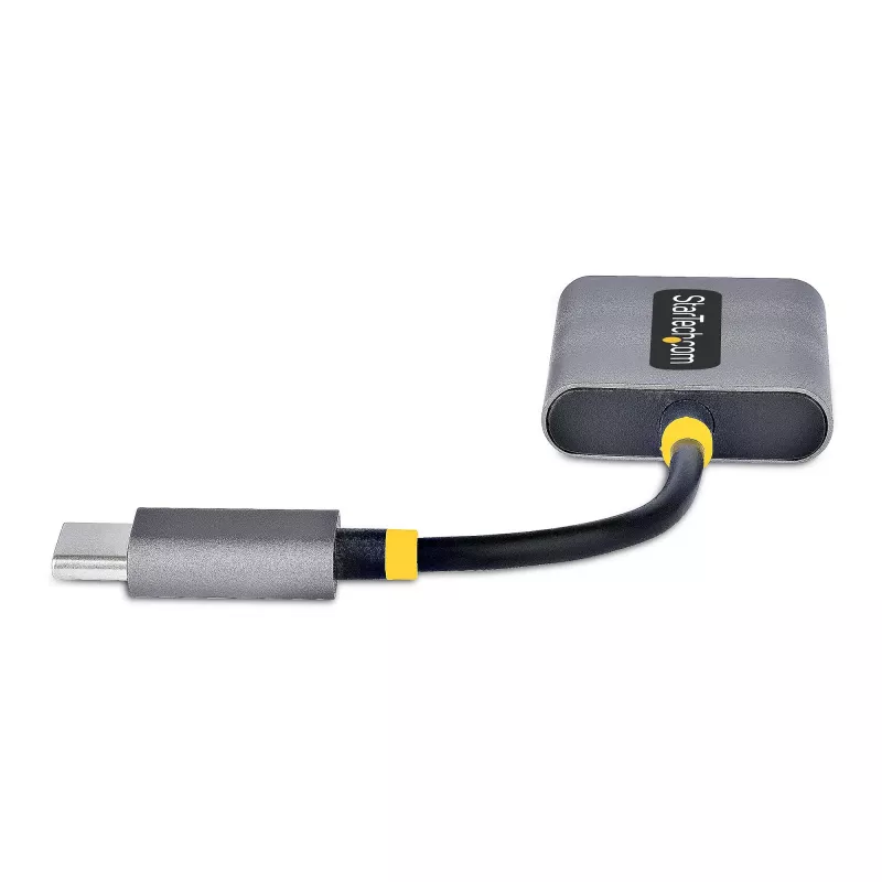 StarTech.com USB-C ausinių skirstytuvas, USB-C dvigubas laisvų rankų adapteris su mikrofono įėjimu, USB-C į 3,5 mm garso adapteris / ausinių donglas, USB-C į garso lizdo / pagalbinio išėjimo adapteris, 24 bitų DAC
