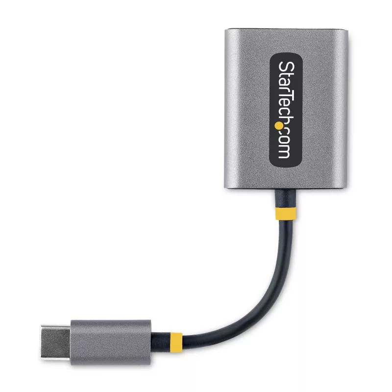 StarTech.com USB-C ausinių skirstytuvas, USB-C dvigubas laisvų rankų adapteris su mikrofono įėjimu, USB-C į 3,5 mm garso adapteris / ausinių donglas, USB-C į garso lizdo / pagalbinio išėjimo adapteris, 24 bitų DAC