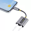 StarTech.com USB-C ausinių skirstytuvas, USB-C dvigubas laisvų rankų adapteris su mikrofono įėjimu, USB-C į 3,5 mm garso adapteris / ausinių donglas, USB-C į garso lizdo / pagalbinio išėjimo adapteris, 24 bitų DAC
