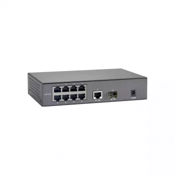 LevelOne 10 prievadų greitojo eterneto PoE komutatorius, 1 x Gigabitinis RJ45, 1 x Gigabitinis SFP, 8 PoE išėjimai, 90 W