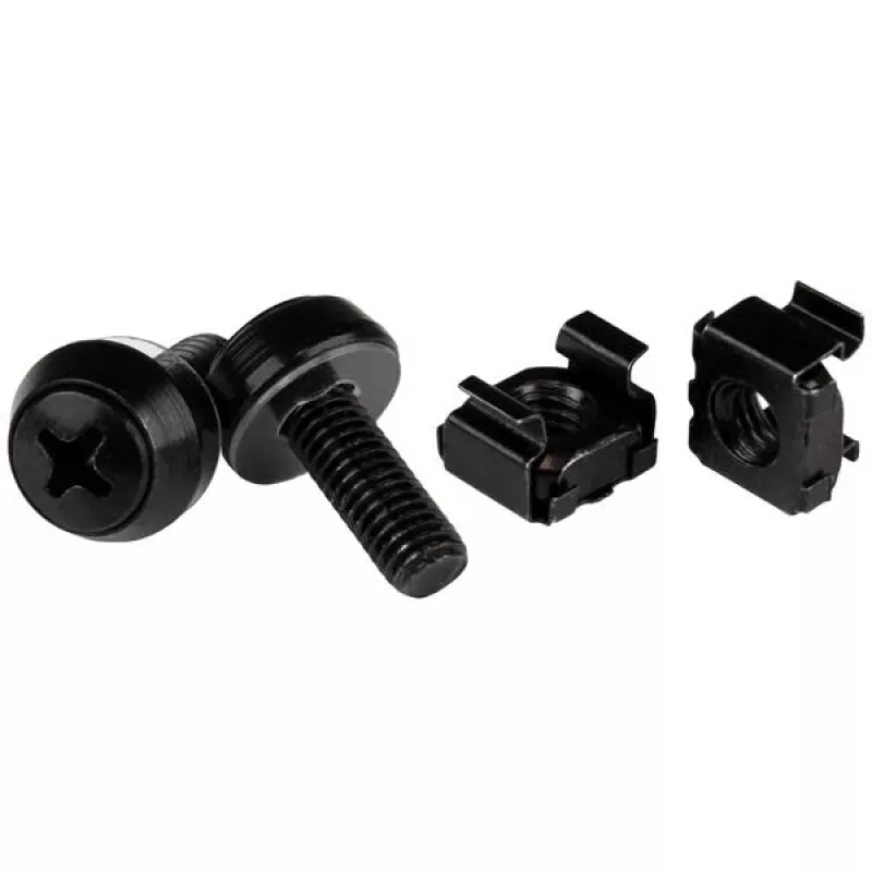 StarTech.com M6 x 12mm - Varžtai ir narveliai veržlės - 100 vnt. pakuotė, juoda