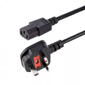 StarTech.com 3 m UK kompiuterio maitinimo laidas, 18AWG, BS 1363 į C13, 10A 250V, juodas pakaitinis kintamosios srovės maitinimo laidas, kompiuterio maitinimo šaltinio laidas, televizoriaus/monitoriaus maitinimo laidas