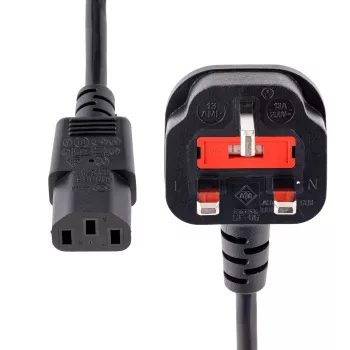 StarTech.com 3 m UK kompiuterio maitinimo laidas, 18AWG, BS 1363 į C13, 10A 250V, juodas pakaitinis kintamosios srovės maitinimo laidas, kompiuterio maitinimo šaltinio laidas, televizoriaus/monitoriaus maitinimo laidas