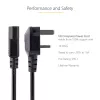 StarTech.com 3 m UK kompiuterio maitinimo laidas, 18AWG, BS 1363 į C13, 10A 250V, juodas pakaitinis kintamosios srovės maitinimo laidas, kompiuterio maitinimo šaltinio laidas, televizoriaus/monitoriaus maitinimo laidas