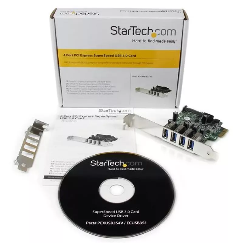 StarTech.com 4 prievadų PCI Express PCIe SuperSpeed USB 3.0 valdiklio plokštė su UASP - SATA maitinimas