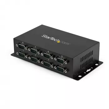 “StarTech.com” 8 prievadų USB į DB9 RS232 nuosekliojo ryšio adapterių šakotuvas – pramoninis, tvirtinamas ant DIN bėgio ir sienos
