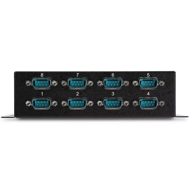 “StarTech.com” 8 prievadų USB į DB9 RS232 nuosekliojo ryšio adapterių šakotuvas – pramoninis, tvirtinamas ant DIN bėgio ir sienos