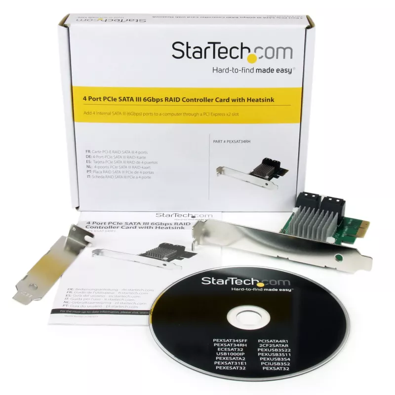 StarTech.com 4 prievadų PCI Express 2.0 SATA III 6 Gbps RAID valdiklio kortelė su HyperDuo SSD pakopomis