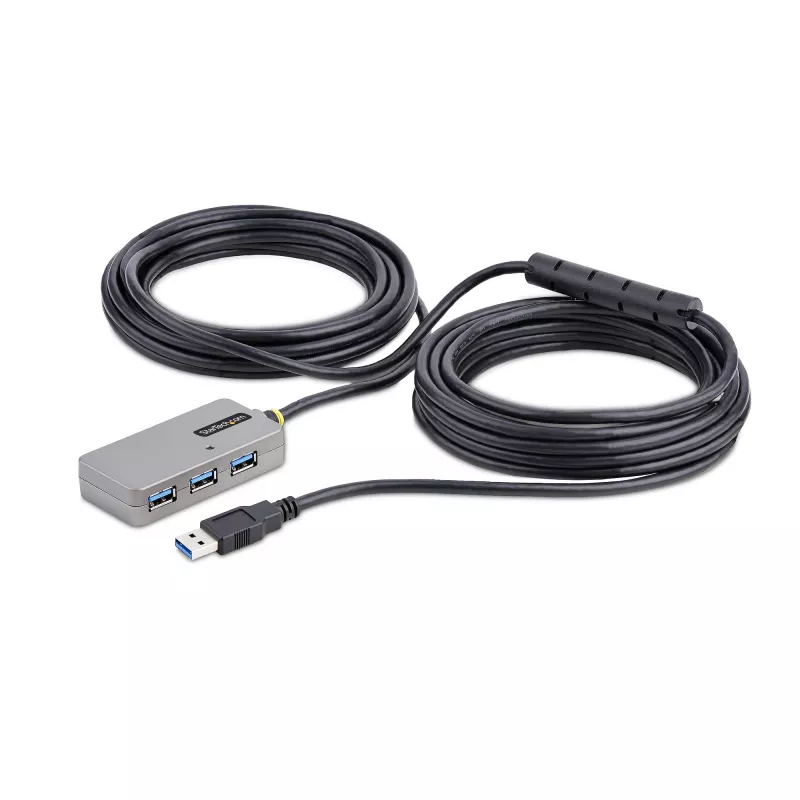StarTech.com USB ilgintuvo šakotuvas, 10 m USB 3.0 ilginamasis kabelis su 4 prievadų USB-A šakotuvu, aktyvus / magistralės maitinamas USB kartotuvas, pridedamas pasirenkamas 20 W maitinimo šaltinis, ESD apsauga