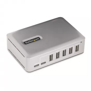 StarTech.com 7 prievadų USB-C šakotuvas – 5x USB-A + 2x USB-C – savaime maitinamas su 65W maitinimo šaltiniu – USB 3.1 10Gbps – Staliniam / nešiojamam kompiuteriui USB šakotuvas su 3 pėdų USB-IF sertifikuotu užrakinamuoju kabeliu – USB C šakotuvas
