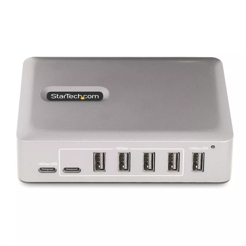 StarTech.com 7 prievadų USB-C šakotuvas – 5x USB-A + 2x USB-C – savaime maitinamas su 65W maitinimo šaltiniu – USB 3.1 10Gbps – Staliniam / nešiojamam kompiuteriui USB šakotuvas su 3 pėdų USB-IF sertifikuotu užrakinamuoju kabeliu – USB C šakotuvas